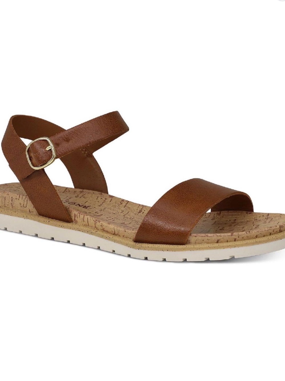 Sun + Stone Women’s Mattie Cork Faux Leather Slingback Sandals